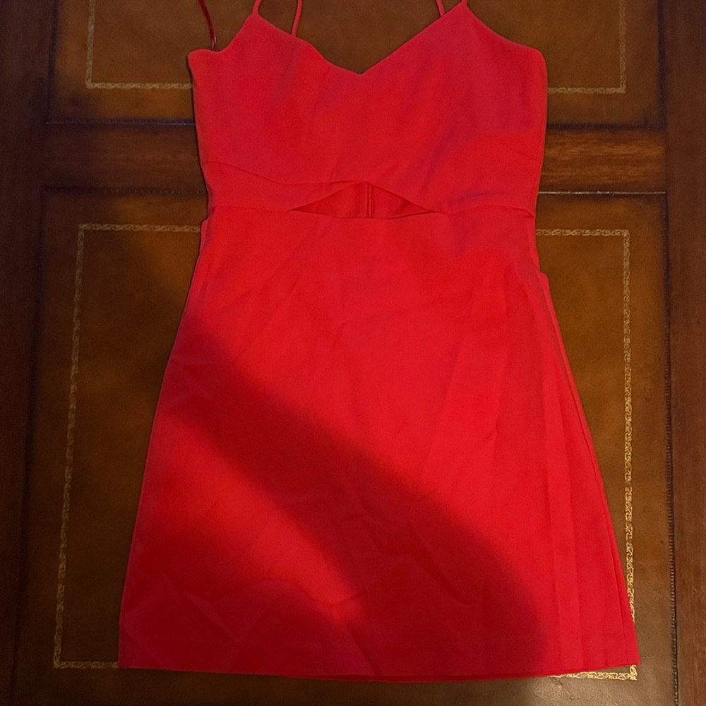 Zara Red Spaghetti-Strap Mini Dress with Cut Out